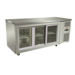 Comprar Mesón Bajo Refrigerado 3 Puertas Vidrio Corredera 545 lts 180 cms